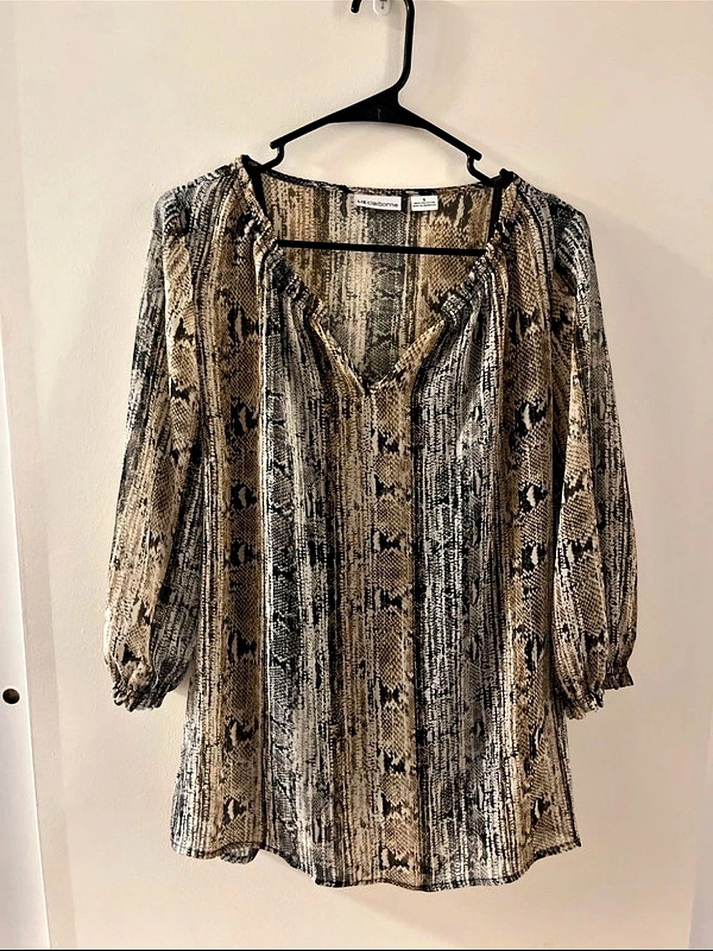Liz Claiborne Animal Print Blouse Brown & Black Size Medium